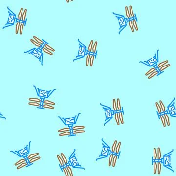 Mars helicopter planet vector seamless pattern Illustrazione stock