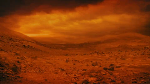 Mars Hostile Landscape With Dust Storm And Lightning Vídeos de archivo 156052725