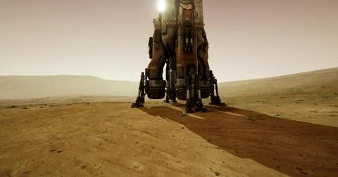 Mars lander explores the red planets surface in search of life Stock Illustration