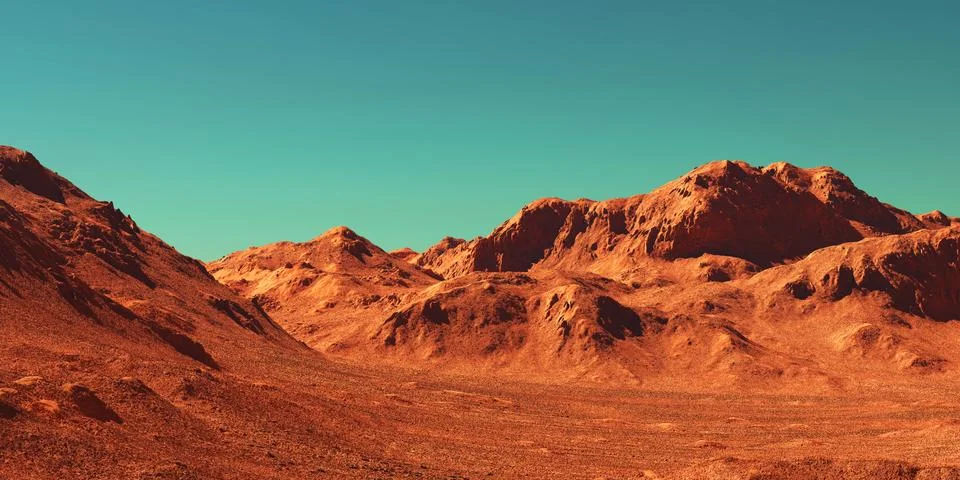 Mars landscape, 3d render Stock Illustration