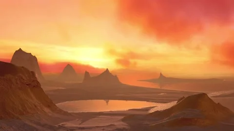 Mars landscape at sunset Stock Footage 165289311