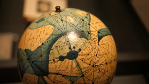  Mars Lowell's rotating Globe Emmy Ingeborg Brun Glober educational detailed Map Stock Footage 124668892