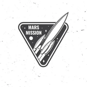 Mars mission logo, badge, patch. Vector. Concept for shirt, print, stamp Illustrazione stock