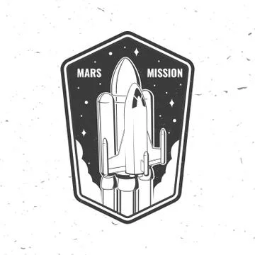 Mars mission logo, badge, patch. Vector. Concept for shirt, print, stamp 스톡 일러스트