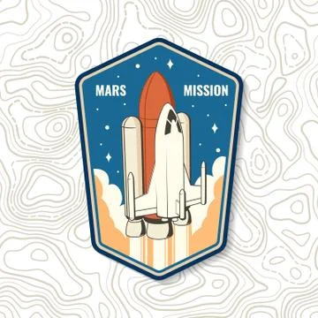 Mars mission logo, badge, patch. Vector. Concept for shirt, print, stamp Illustrazione stock