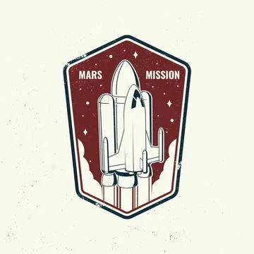 Mars mission logo, badge, patch. Vector. Concept for shirt, print, stamp 스톡 일러스트