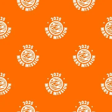 Mars mission pattern vector orange Stock Illustration
