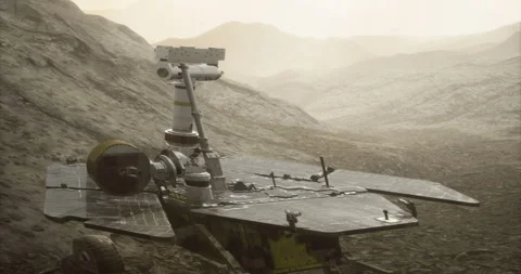 Mars Opportunity rover exploring the Martian surface 库存影片 314261818