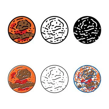 Mars planet color icon variations vector Stock Illustration
