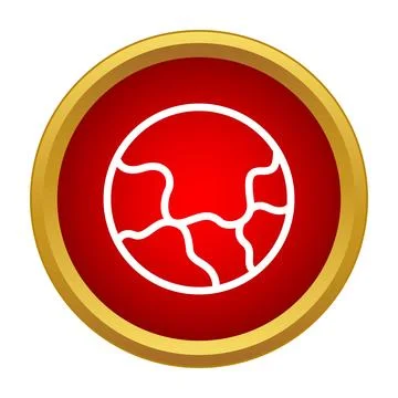Mars planet with craters shown as a simple icon Stock Illustration
