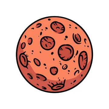 Mars planet. Cute comic style isolated cartoon vector image. Astronomic logo Stock Illustration