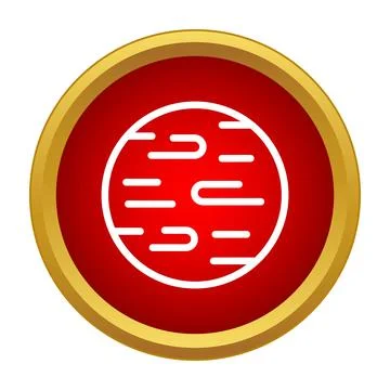 Mars planet flat vector icon in red circle Stock Illustration
