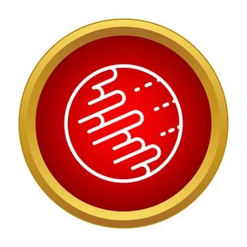 Mars planet line drawing icon inside red circle Stock Illustration