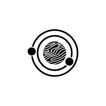 Mars Planet with Moons Phobos and Deimos. Flat Vector Icon illustration. Simp Ilustração Stock