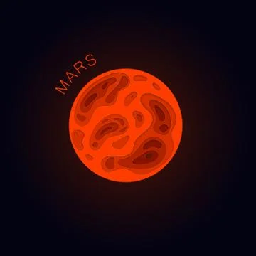 Mars. Planet in paper cut style. Vector Stock Illustration