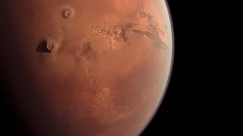 Mars Planet Revolving Close Up Stock Footage 77333015
