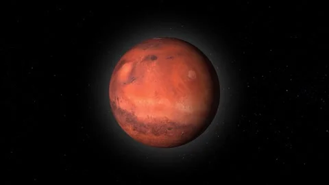 Mars Planet Rotating And Glowing Stars Are Flying In Outer Space. Video stock 294333044
