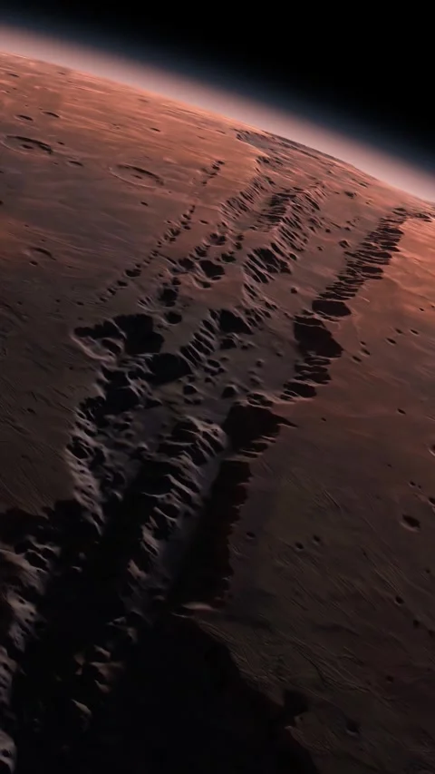 Mars Planet Rotating in the outer space.. Orbiting Planet Mars. Stock Footage 312516018