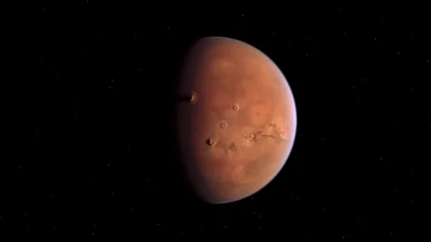 Mars Planet Rotating In Space Wide Shot Stock Footage 77333151