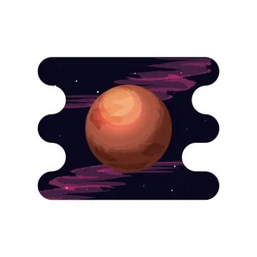 Mars planet scene space Stock Illustration