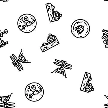 Mars planet science space cosmos vector seamless pattern Stockillustratie