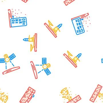 Mars planet science space cosmos vector seamless pattern イラスト素材