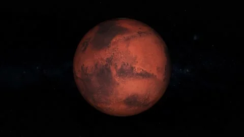 Mars planet of the Solar system in rotation high quality. Science wallpaper. Stock Footage 131100358
