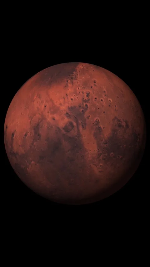 Mars planet with solid black background 4K vertical animation Stock Footage 291253829