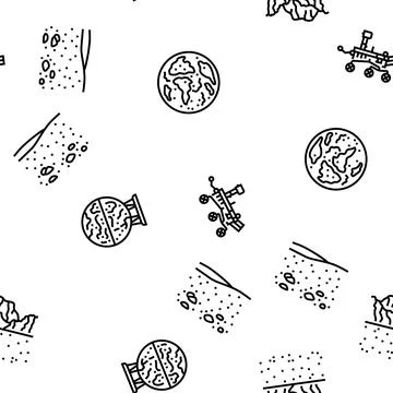 Mars planet space astronomy vector seamless pattern Stockillustratie