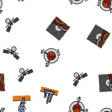 Mars planet space astronomy vector seamless pattern 스톡 일러스트