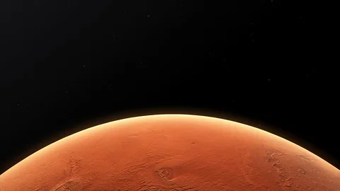 Mars planet in the space close view loop animation Video stock 124667626