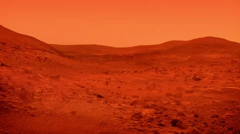 Mars Planet Surface With Dust Blowing Stock Footage