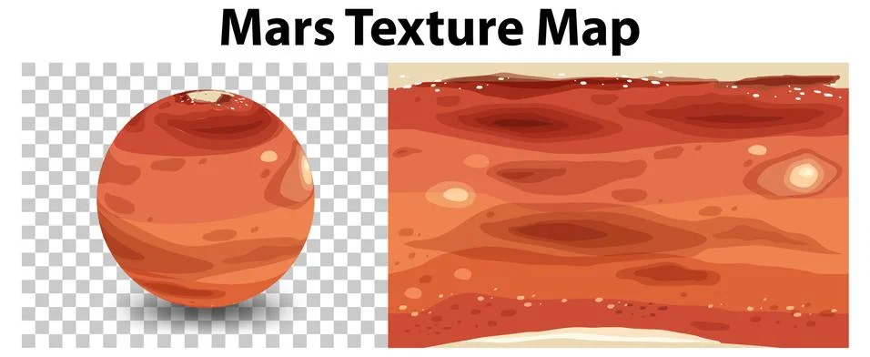 Mars planet on transparent with Mars texture map Stock Illustration