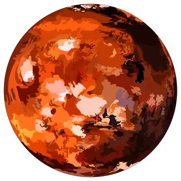 Mars planet vector drawing on isolated background Stock Illustration