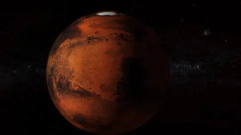 Mars planet zoom in on space with star Stock Illustration