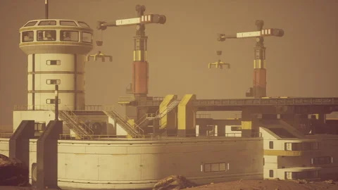 Mars processing complex with heavy machinery and steel surfaces 库存影片 339801063