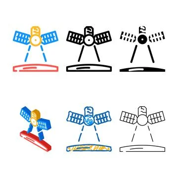 Mars reconnaissance orbiter concepts planet color icon vector Stock Illustration