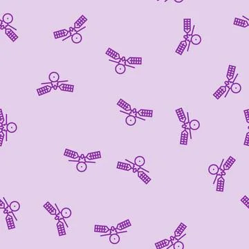 Mars reconnaissance orbiter planet line seamless pattern Stock Illustration