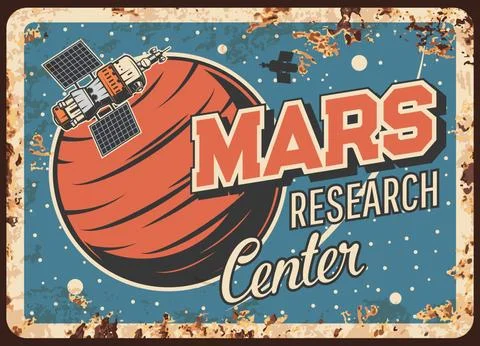 Mars research center vector rusty metal plate Illustrazione stock