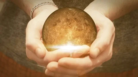 The mars revolves in man hands Stock Footage 70623464