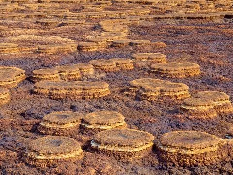 Mars like rock patterns in landscape Danakil Depression in Ethiopia. Stock Photos