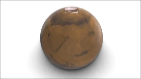 Mars rotates on a white background. 3d model of planet Mars Video stock 73896659