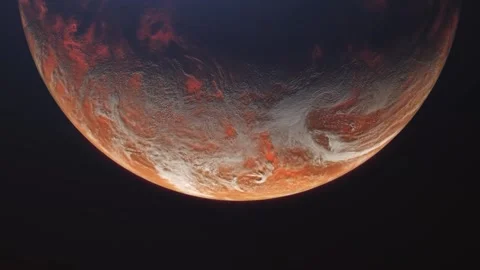 Mars Rotating in Space Against Black Background with Stars. Stock Footage 345131802
