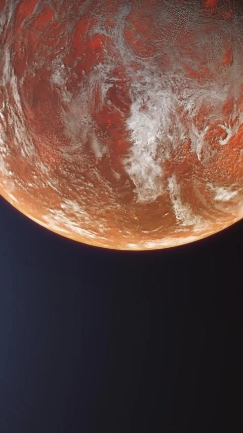 Mars Rotating in Space Against Black Background with Stars. Stock Footage 345132468
