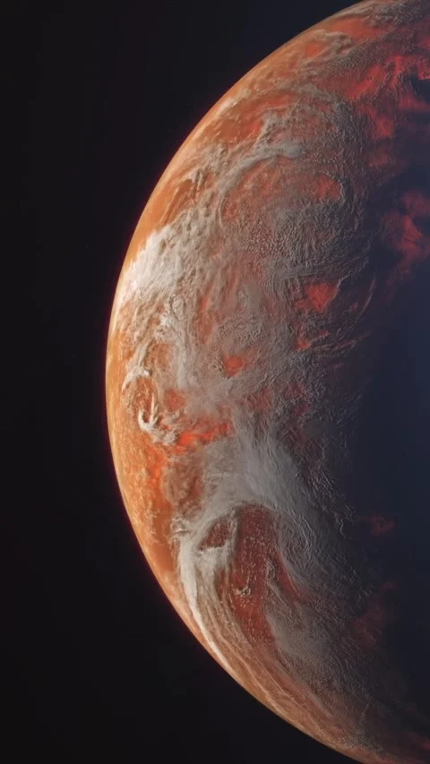 Mars Rotating in Space Against Black Background with Stars. Stock Footage 345132469
