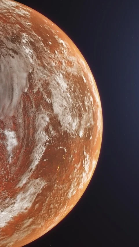 Mars Rotating in Space Against Black Background with Stars. Stock Footage 345132471