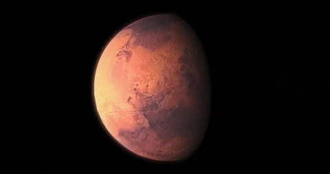 Mars is rotating in space - Ice caps approaching Stock Footage 101021097