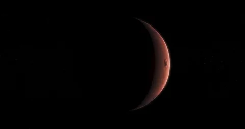 Mars is rotating in space - Olympus Mons mountain Stock Footage 101020976