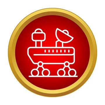 Mars rover drawing in red circle icon Stock Illustration