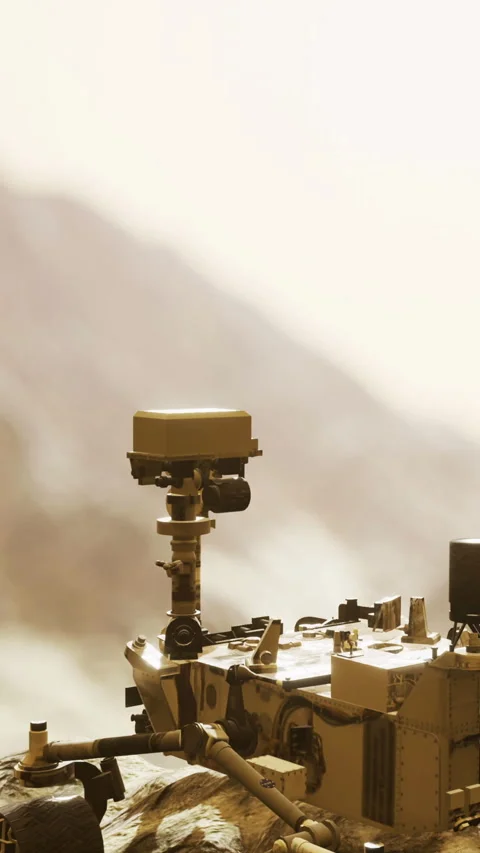 Mars rover explores the surface and collects data for future research Stock Footage 336027998